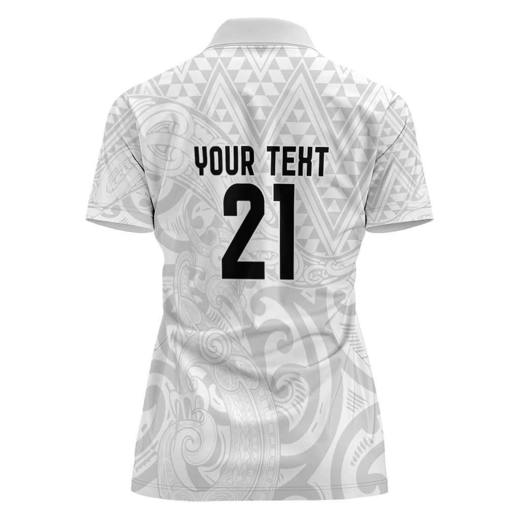 New Zealand Rangatira Custom Women Polo Shirt All White Niho Taniwha Maori Tribal LT9 - Polynesian Pride