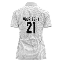 New Zealand Rangatira Custom Women Polo Shirt All White Niho Taniwha Maori Tribal LT9 - Polynesian Pride
