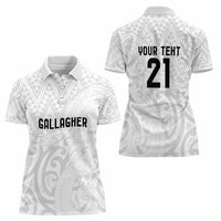 New Zealand Rangatira Custom Women Polo Shirt All White Niho Taniwha Maori Tribal LT9 - Polynesian Pride