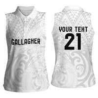 New Zealand Rangatira Custom Women Sleeveless Polo Shirt All White Niho Taniwha Maori Tribal LT9 - Polynesian Pride
