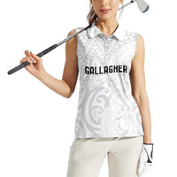 New Zealand Rangatira Custom Women Sleeveless Polo Shirt All White Niho Taniwha Maori Tribal LT9 - Polynesian Pride