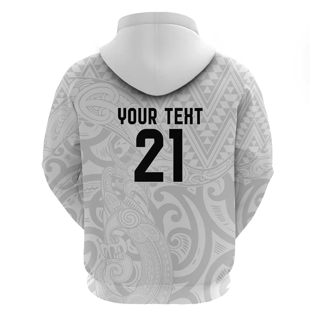 New Zealand Rangatira Custom Zip Hoodie All White Niho Taniwha Maori Tribal LT9 - Polynesian Pride