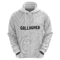 New Zealand Rangatira Custom Zip Hoodie All White Niho Taniwha Maori Tribal LT9 - Polynesian Pride