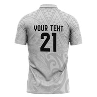 New Zealand Rangatira Custom Zipper Polo Shirt All White Niho Taniwha Maori Tribal LT9 - Polynesian Pride