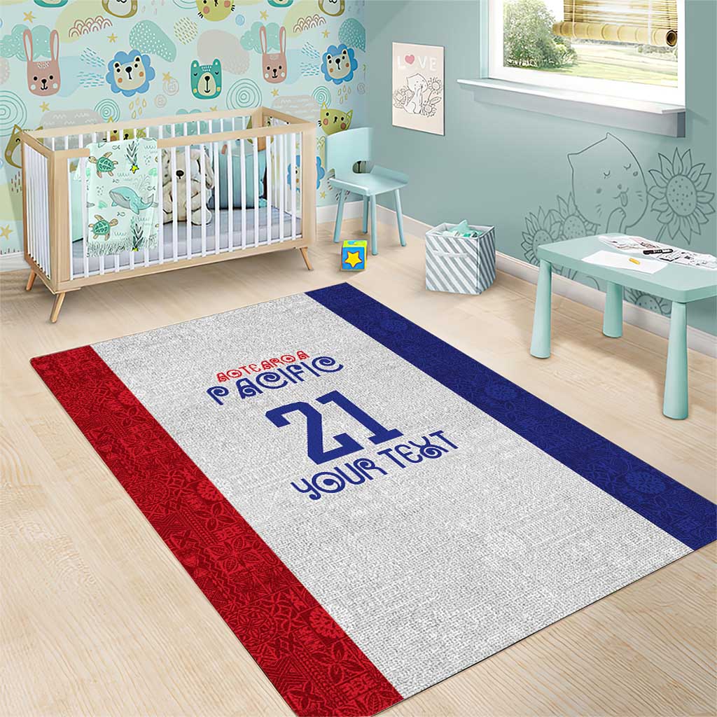 New Zealand Rugby Pacific Personalised Area Rug Maori Style Tribal Tapa Pattern