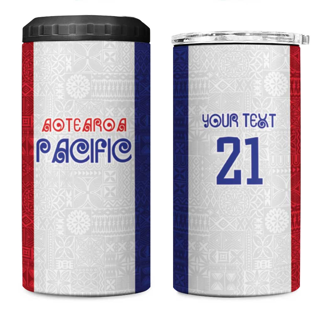 New Zealand Rugby Pacific Personalised 4 in 1 Can Cooler Tumbler Maori Style Tribal Tapa Pattern LT9 One Size: 16 oz White - Polynesian Pride