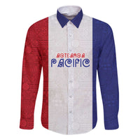 New Zealand Rugby Pacific Personalised Family Matching Off The Shoulder Long Sleeve Dress and Hawaiian Shirt Maori Style Tribal Tapa Pattern LT9 Dad's Shirt - Long Sleeve White - Polynesian Pride