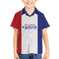 New Zealand Rugby Pacific Personalised Family Matching Off Shoulder Short Dress and Hawaiian Shirt Maori Style Tribal Tapa Pattern LT9 Son's Shirt White - Polynesian Pride