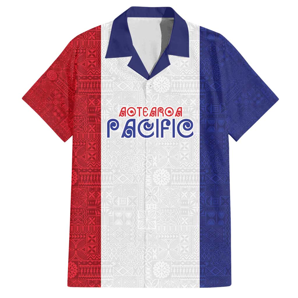 New Zealand Rugby Pacific Personalised Family Matching Summer Maxi Dress and Hawaiian Shirt Maori Style Tribal Tapa Pattern LT9 Dad's Shirt - Short Sleeve White - Polynesian Pride