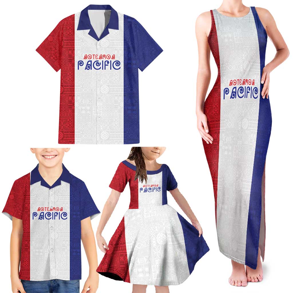 New Zealand Rugby Pacific Personalised Family Matching Tank Maxi Dress and Hawaiian Shirt Maori Style Tribal Tapa Pattern LT9 - Polynesian Pride