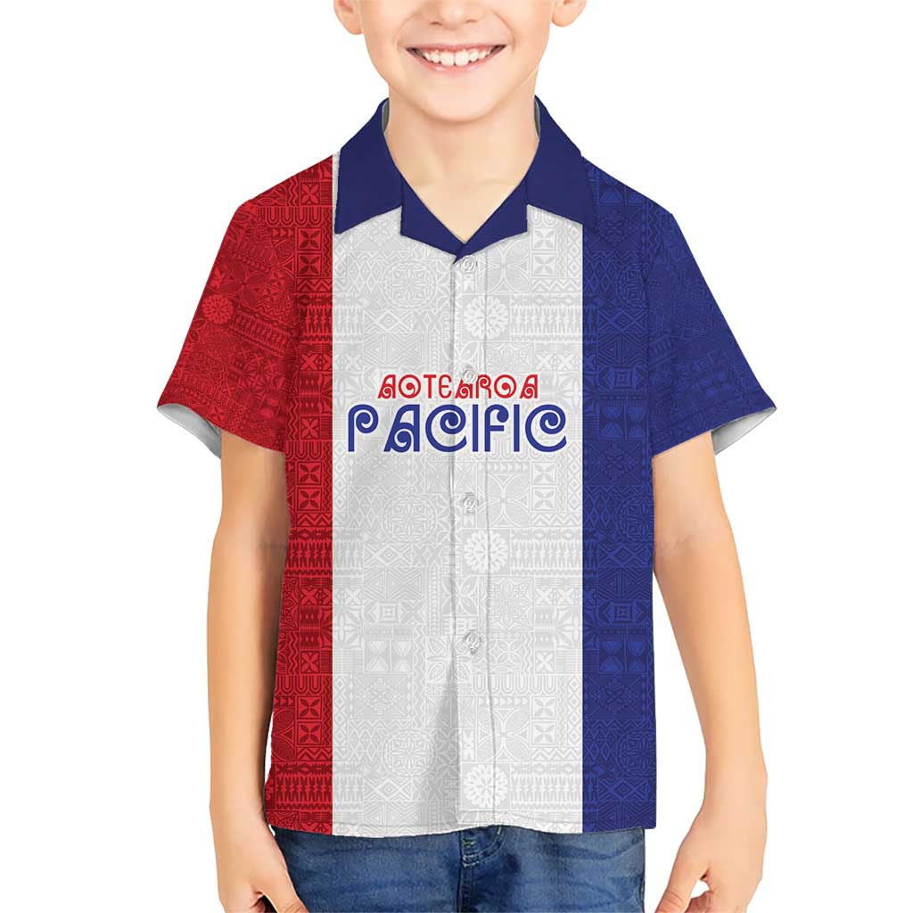 New Zealand Rugby Pacific Personalised Kid Hawaiian Shirt Maori Style Tribal Tapa Pattern LT9 Kid White - Polynesian Pride