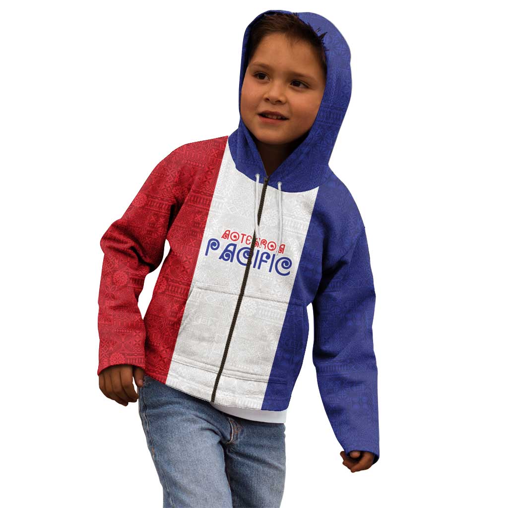 New Zealand Rugby Pacific Personalised Kid Hoodie Maori Style Tribal Tapa Pattern
