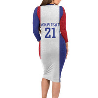 New Zealand Rugby Pacific Personalised Long Sleeve Bodycon Dress Maori Style Tribal Tapa Pattern LT9 - Polynesian Pride