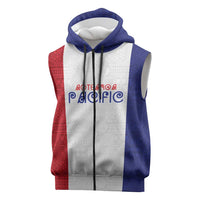 New Zealand Rugby Pacific Personalised Sleeveless Zip Hoodie Maori Style Tribal Tapa Pattern LT9 White - Polynesian Pride