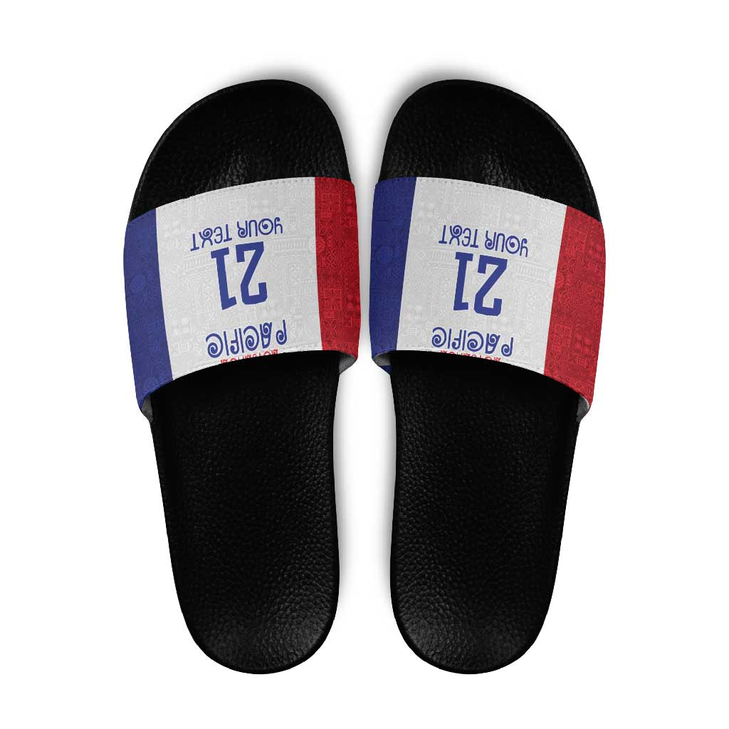 New Zealand Rugby Pacific Personalised Slide Sandals Maori Style Tribal Tapa Pattern - Polynesian Pride