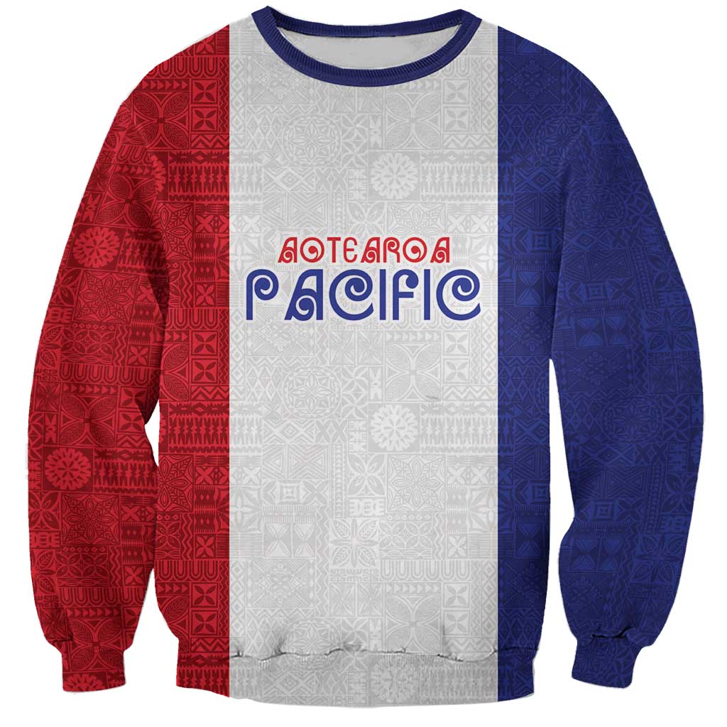 New Zealand Rugby Pacific Personalised Sweatshirt Maori Style Tribal Tapa Pattern LT9 Unisex White - Polynesian Pride
