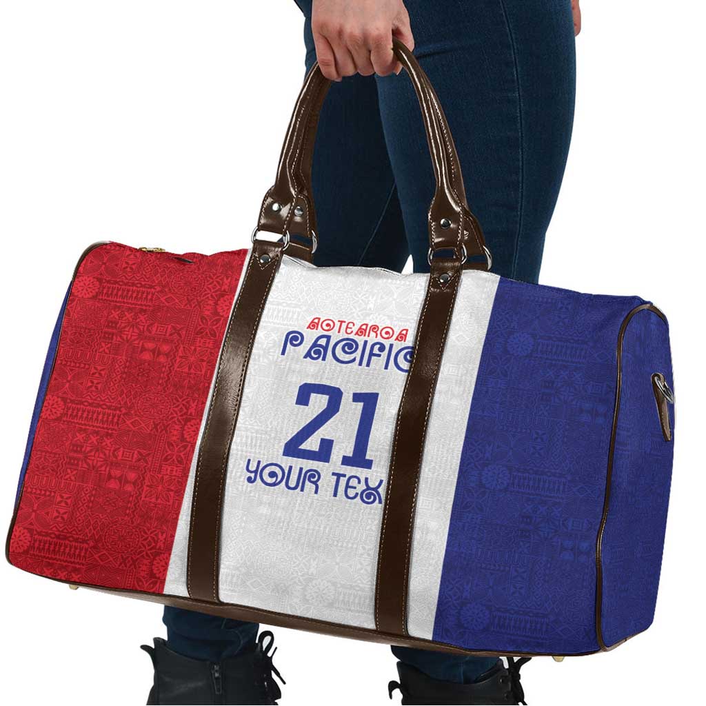 New Zealand Rugby Pacific Personalised Travel Bag Maori Style Tribal Tapa Pattern - Polynesian Pride