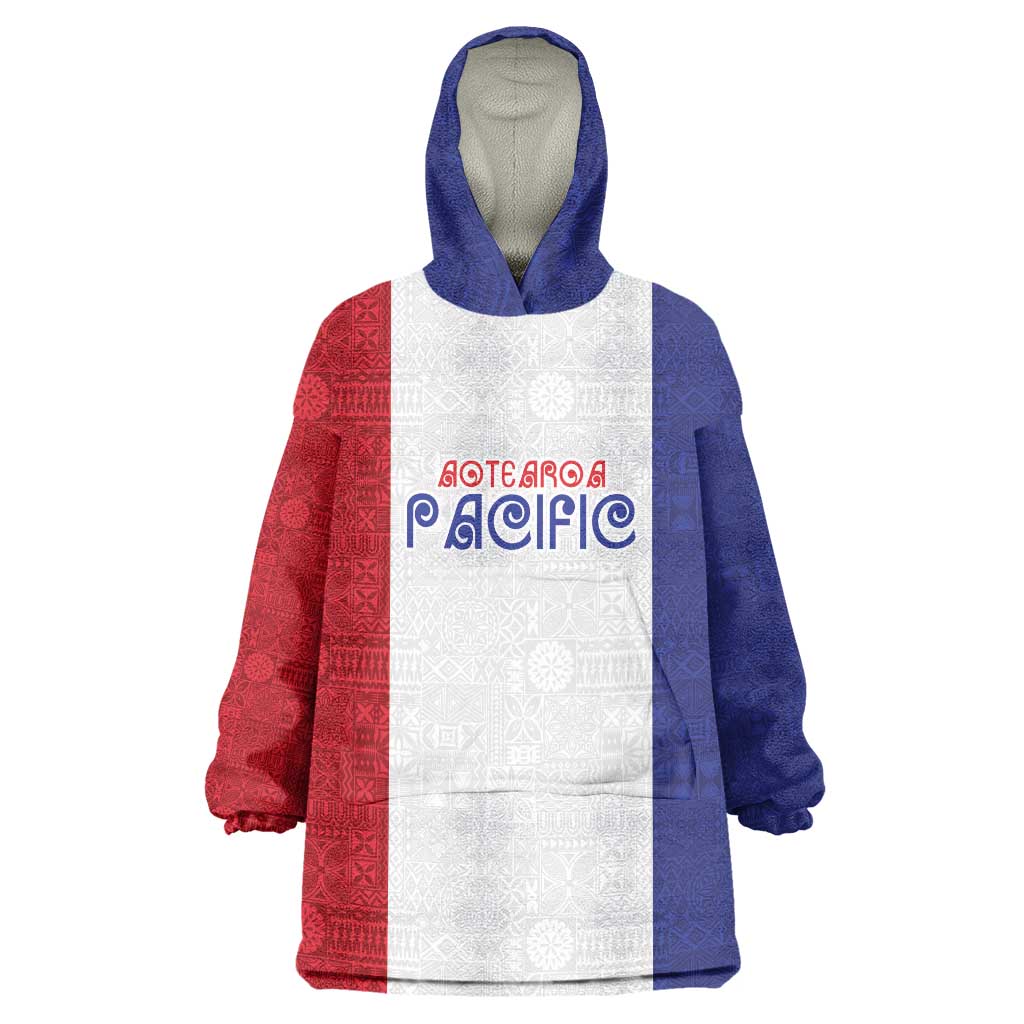 New Zealand Rugby Pacific Personalised Wearable Blanket Hoodie Maori Style Tribal Tapa Pattern LT9 One Size White - Polynesian Pride