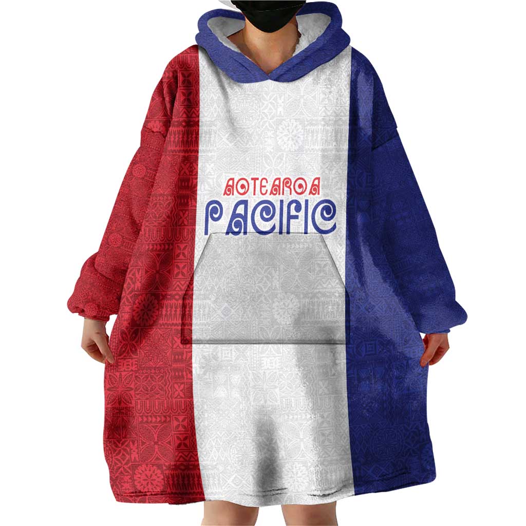 New Zealand Rugby Pacific Personalised Wearable Blanket Hoodie Maori Style Tribal Tapa Pattern LT9 - Polynesian Pride