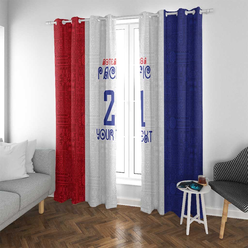 New Zealand Rugby Pacific Personalised Window Curtain Maori Style Tribal Tapa Pattern