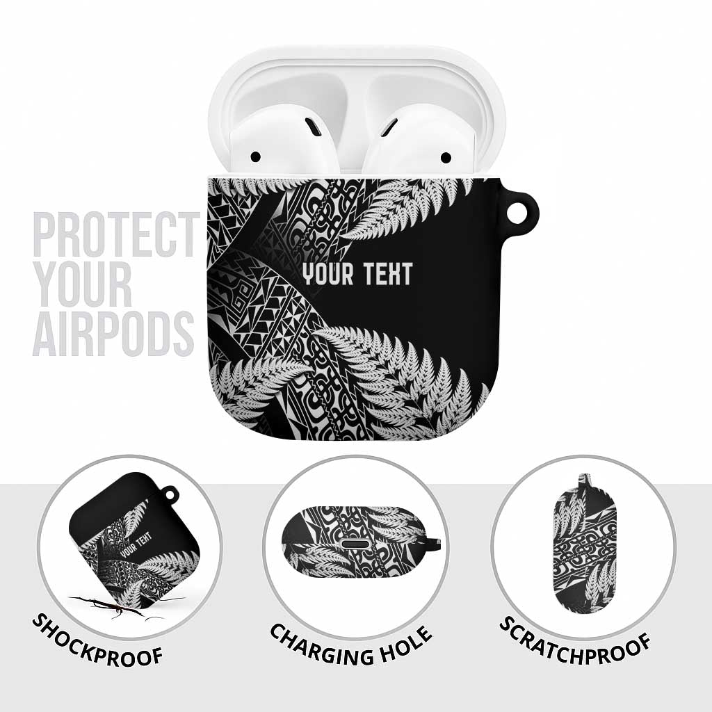 New Zealand Rugby Pacific Personalised AirPods Case All Black Maori Pasifika Fern Pattern - Polynesian Pride