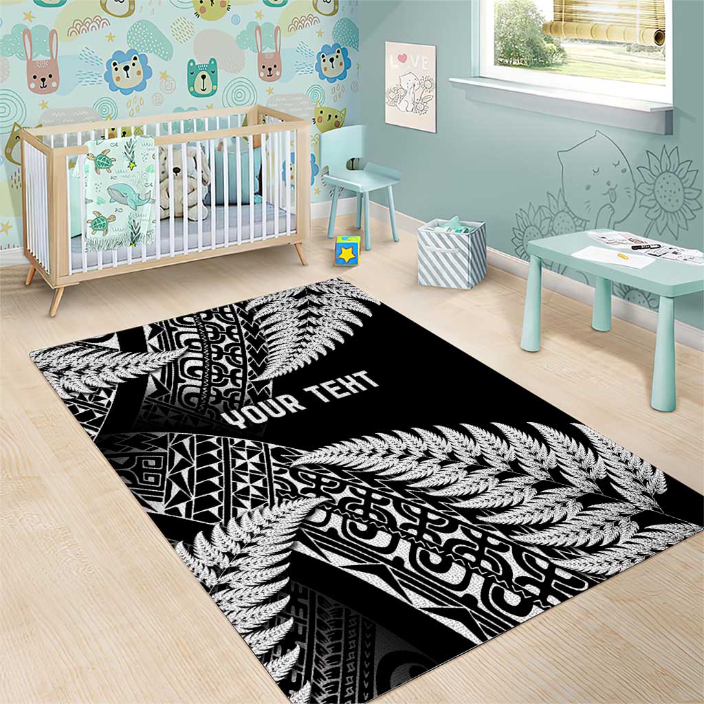 New Zealand Rugby Pacific Personalised Area Rug All Black Maori Pasifika Fern Pattern