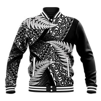 New Zealand Rugby Pacific Personalised Baseball Jacket All Black Maori Pasifika Fern Pattern LT9 Unisex Black - Polynesian Pride