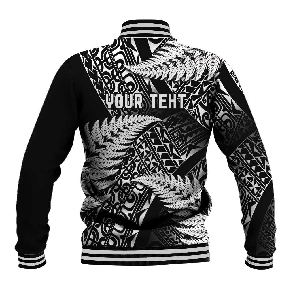 New Zealand Rugby Pacific Personalised Baseball Jacket All Black Maori Pasifika Fern Pattern LT9 - Polynesian Pride