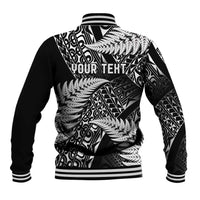 New Zealand Rugby Pacific Personalised Baseball Jacket All Black Maori Pasifika Fern Pattern LT9 - Polynesian Pride
