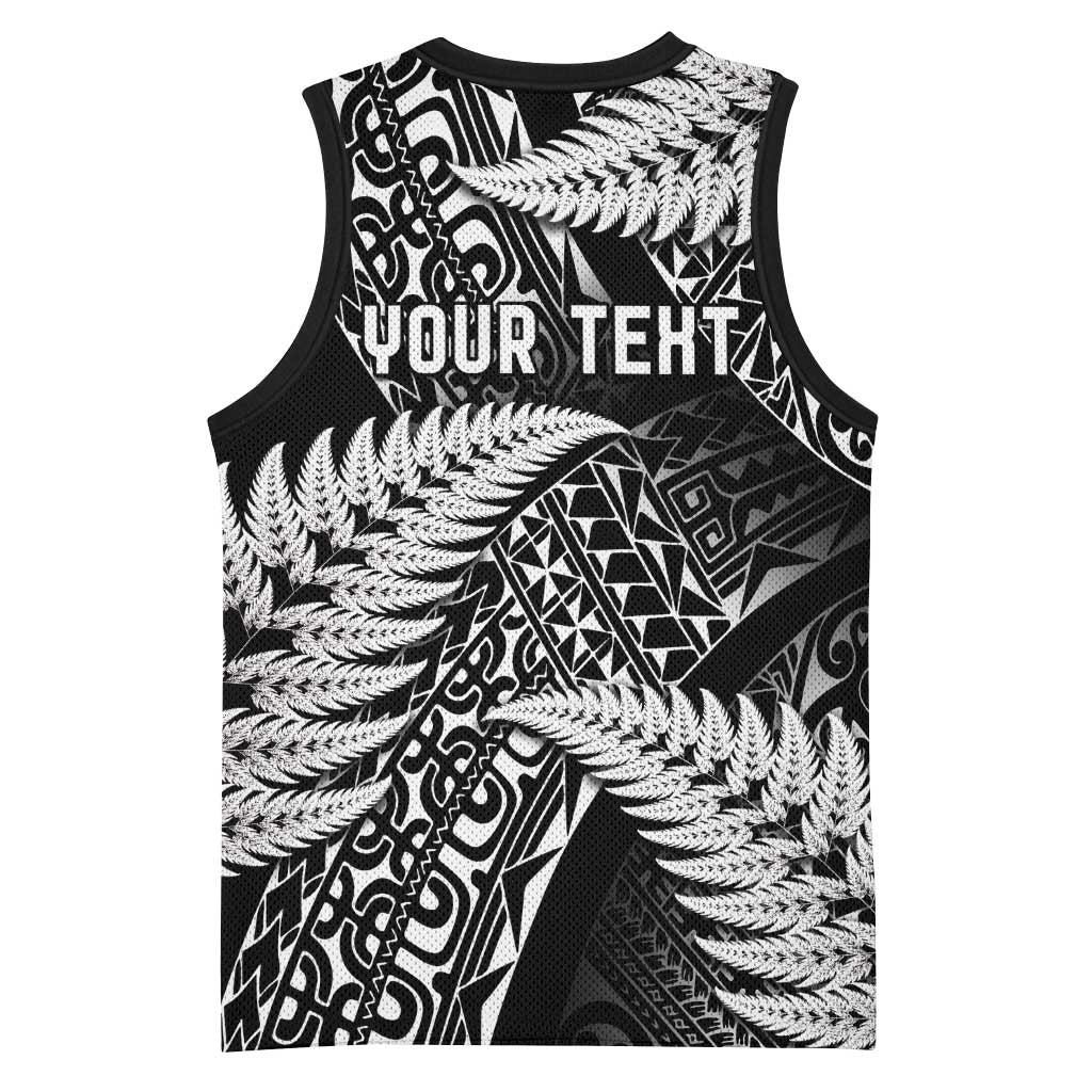 New Zealand Rugby Pacific Personalised Basketball Jersey All Black Maori Pasifika Fern Pattern LT9 - Polynesian Pride