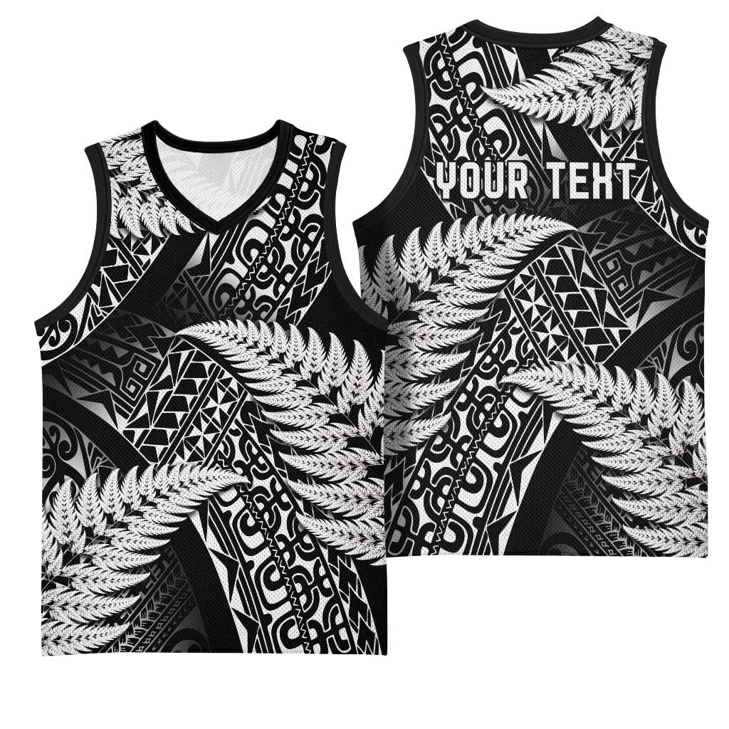New Zealand Rugby Pacific Personalised Basketball Jersey All Black Maori Pasifika Fern Pattern LT9 - Polynesian Pride