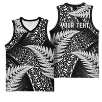 New Zealand Rugby Pacific Personalised Basketball Jersey All Black Maori Pasifika Fern Pattern LT9 - Polynesian Pride