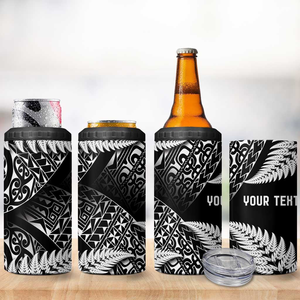 New Zealand Rugby Pacific Personalised 4 in 1 Can Cooler Tumbler All Black Maori Pasifika Fern Pattern LT9 - Polynesian Pride