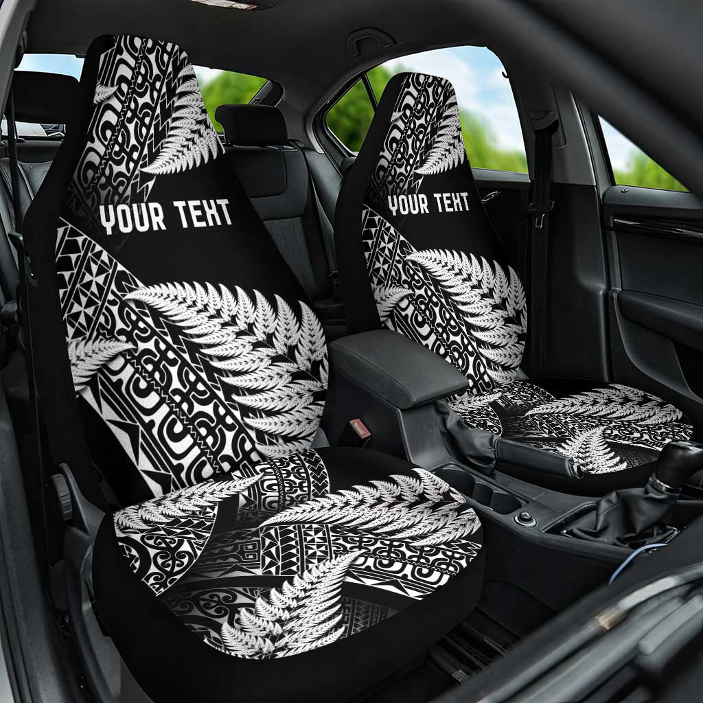 New Zealand Rugby Pacific Personalised Car Seat Cover All Black Maori Pasifika Fern Pattern LT9 One Size Black - Polynesian Pride
