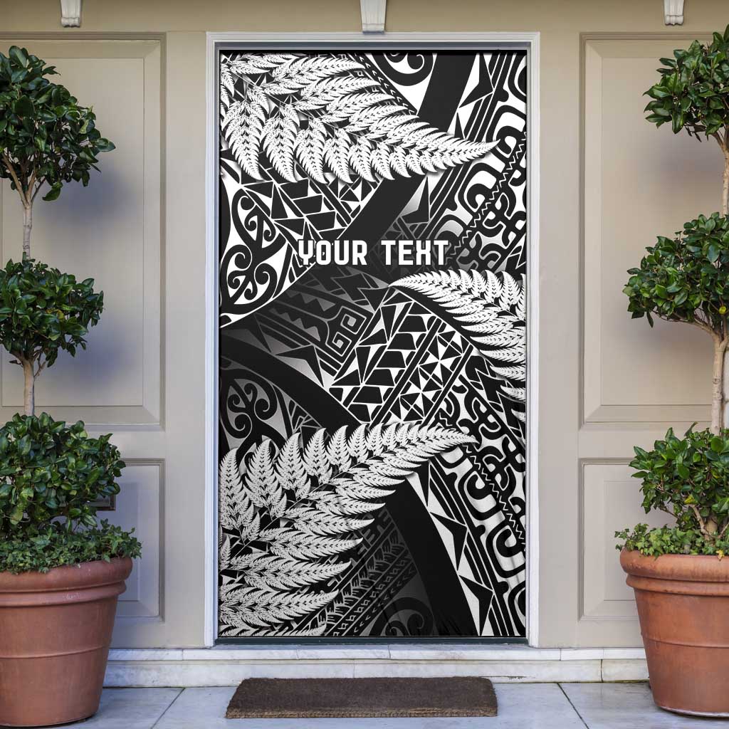 New Zealand Rugby Pacific Personalised Door Cover All Black Maori Pasifika Fern Pattern LT9 Black - Polynesian Pride