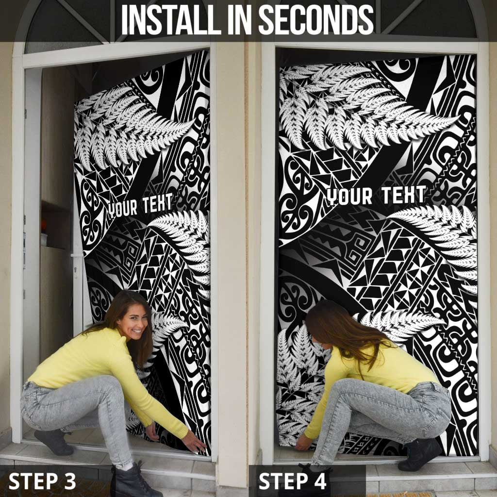 New Zealand Rugby Pacific Personalised Door Cover All Black Maori Pasifika Fern Pattern LT9 - Polynesian Pride