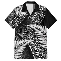 New Zealand Rugby Pacific Personalised Family Matching Off Shoulder Maxi Dress and Hawaiian Shirt All Black Maori Pasifika Fern Pattern LT9 Dad's Shirt - Short Sleeve Black - Polynesian Pride