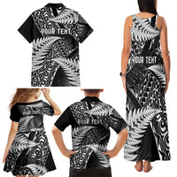 New Zealand Rugby Pacific Personalised Family Matching Tank Maxi Dress and Hawaiian Shirt All Black Maori Pasifika Fern Pattern LT9 - Polynesian Pride