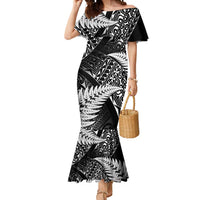New Zealand Rugby Pacific Personalised Mermaid Dress All Black Maori Pasifika Fern Pattern LT9 Women Black - Polynesian Pride