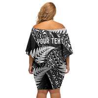 New Zealand Rugby Pacific Personalised Off Shoulder Short Dress All Black Maori Pasifika Fern Pattern LT9 - Polynesian Pride