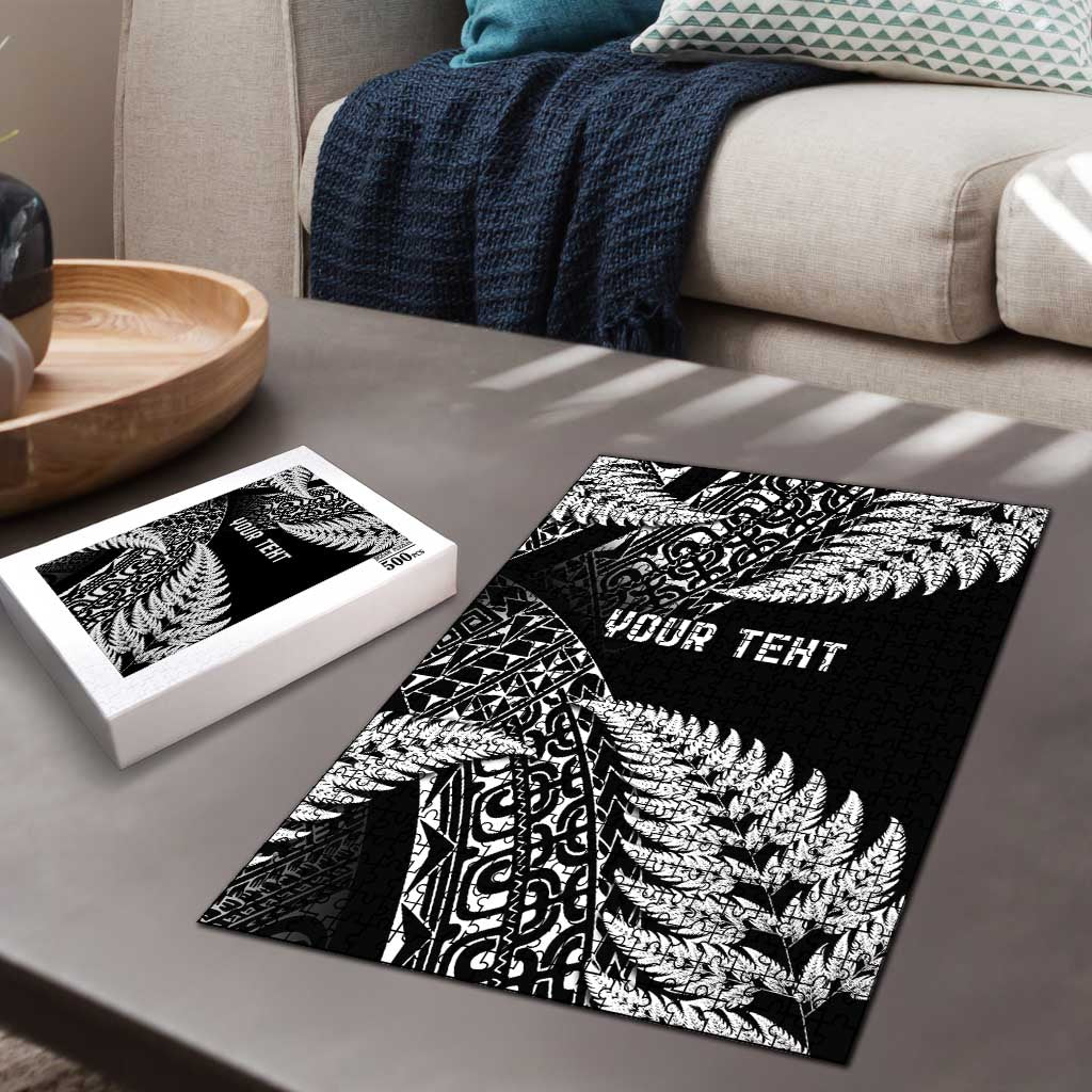 New Zealand Rugby Pacific Personalised Puzzle All Black Maori Pasifika Fern Pattern - Polynesian Pride