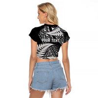New Zealand Rugby Pacific Personalised Raglan Cropped T Shirt All Black Maori Pasifika Fern Pattern LT9 - Polynesian Pride
