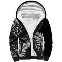 New Zealand Rugby Pacific Personalised Sherpa Hoodie All Black Maori Pasifika Fern Pattern LT9 Unisex Black - Polynesian Pride