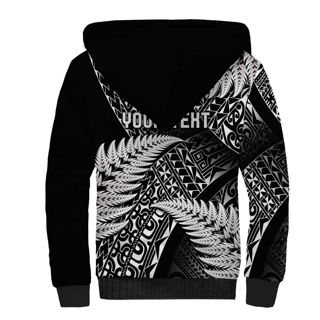 New Zealand Rugby Pacific Personalised Sherpa Hoodie All Black Maori Pasifika Fern Pattern LT9 - Polynesian Pride