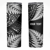 New Zealand Rugby Pacific Personalised Skinny Tumbler All Black Maori Pasifika Fern Pattern LT9 Black - Polynesian Pride