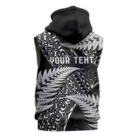 New Zealand Rugby Pacific Personalised Sleeveless Hoodie All Black Maori Pasifika Fern Pattern LT9 - Polynesian Pride