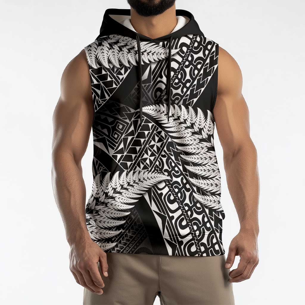 New Zealand Rugby Pacific Personalised Sleeveless Hoodie All Black Maori Pasifika Fern Pattern LT9 - Polynesian Pride