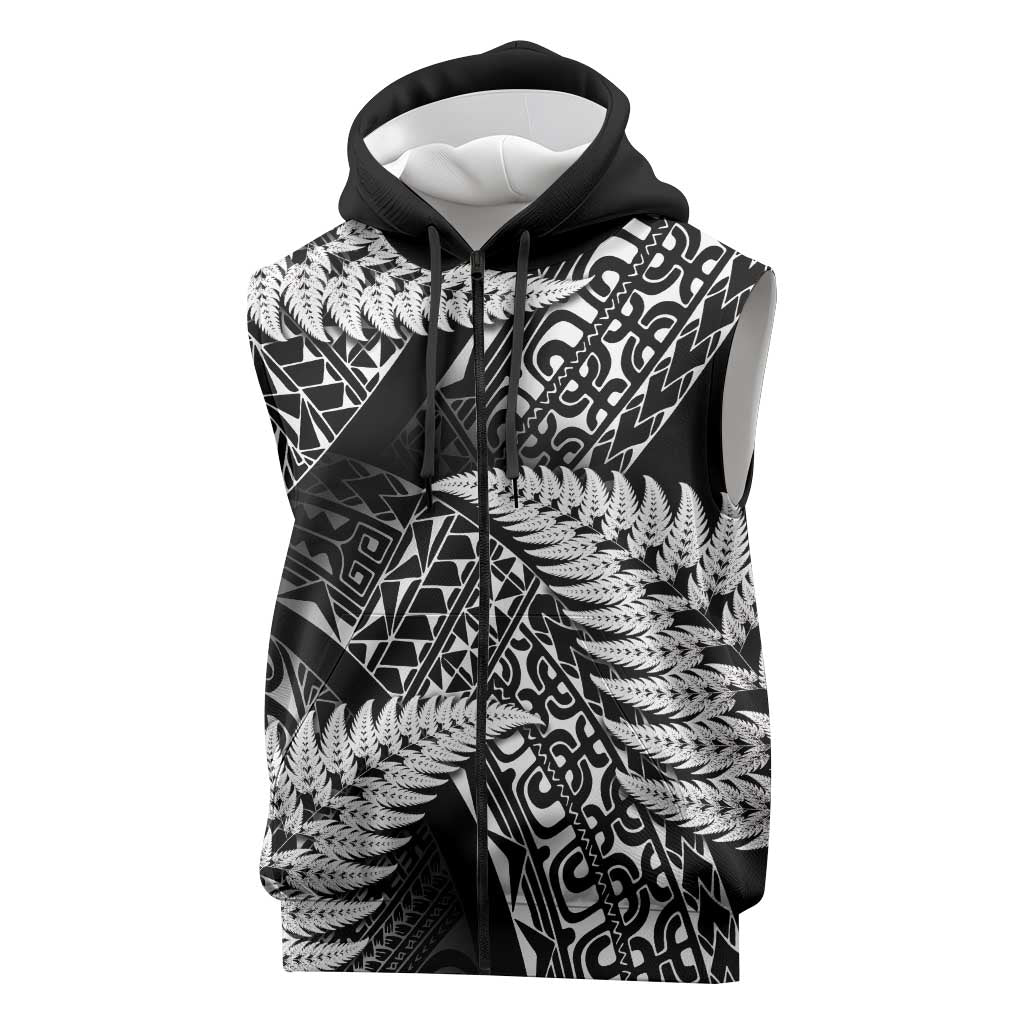 New Zealand Rugby Pacific Personalised Sleeveless Zip Hoodie All Black Maori Pasifika Fern Pattern - Polynesian Pride
