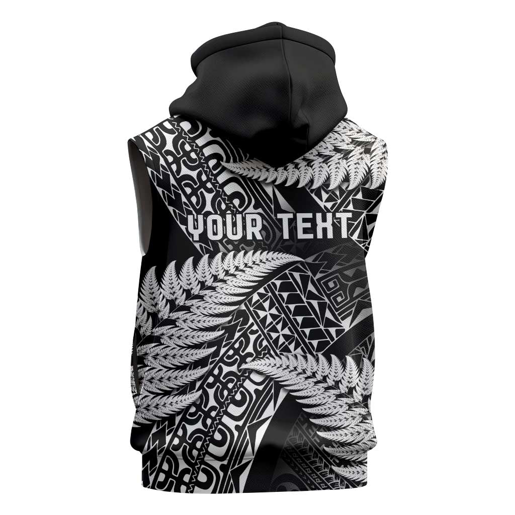New Zealand Rugby Pacific Personalised Sleeveless Zip Hoodie All Black Maori Pasifika Fern Pattern LT9 - Polynesian Pride