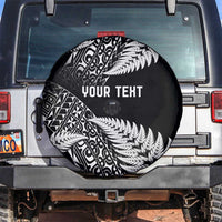 New Zealand Rugby Pacific Personalised Spare Tire Cover All Black Maori Pasifika Fern Pattern LT9 Black - Polynesian Pride
